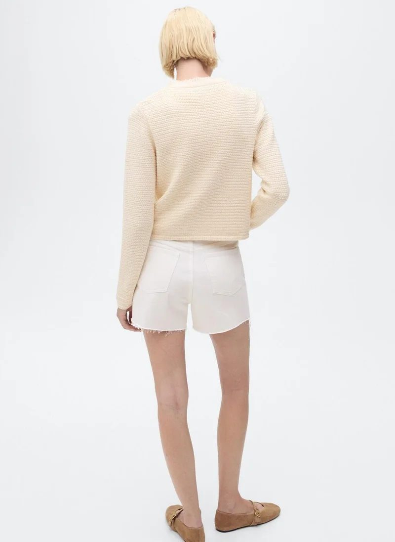MANGO Knitted cardigan with frayed ends