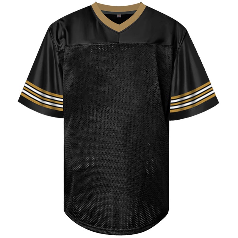 Atonmore Men Blank Plain Football Jersey, Adult Hip Hop Hipster Short Sleeve Mesh Pullover Shirts,Custom Sports Uniforms for Party(ST-Black,X-Large) - Image 2