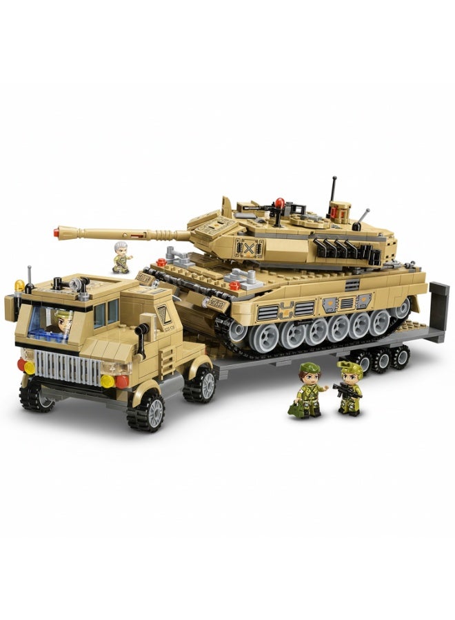 Qman Thunder Mission Thunder Tank Transporter Building Set – 829 Pieces with 5 Minifigures - Image 1