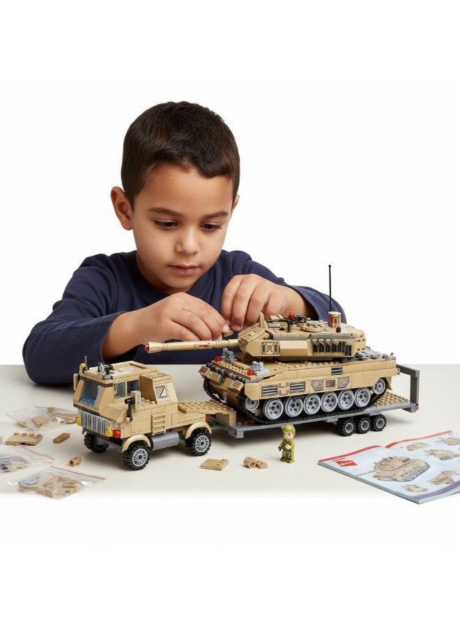 Qman Thunder Mission Thunder Tank Transporter Building Set – 829 Pieces with 5 Minifigures - Image 2