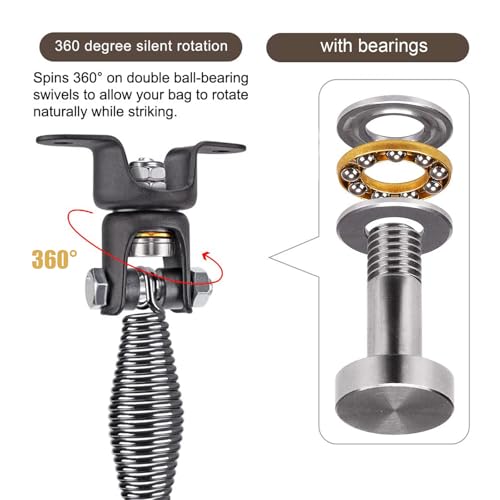 BeneLabel Heavy Duty Boxing Punching Bag Hanger with Spring, 360° Rotation Wood Beam Holder, 1 Carabiner, 1 Comfort Spring, 2 Hexagon Wood Screws and 2 Expansion Screws. - Image 5