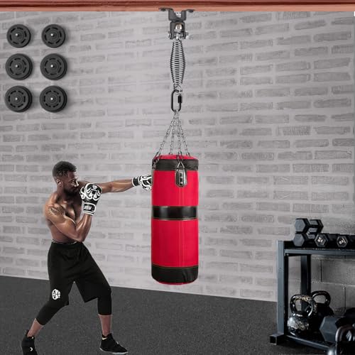 BeneLabel Heavy Duty Boxing Punching Bag Hanger with Spring, 360° Rotation Wood Beam Holder, 1 Carabiner, 1 Comfort Spring, 2 Hexagon Wood Screws and 2 Expansion Screws. - Image 2