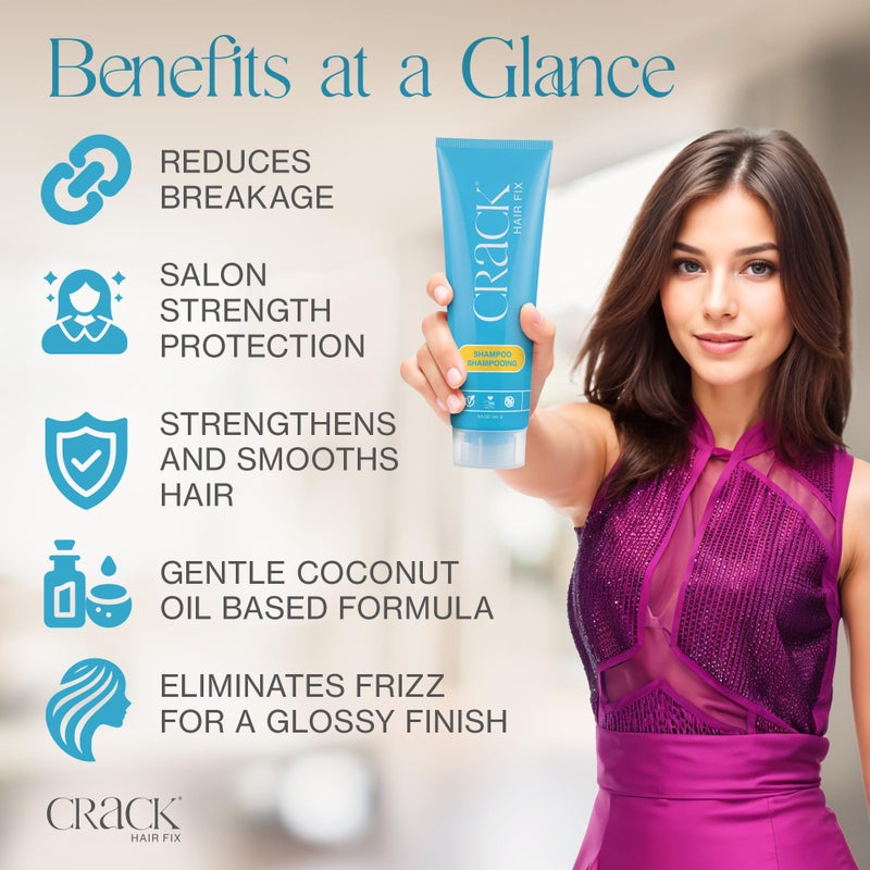 Crack HAIR FIX Shampoo with Twist Bottle | Moisturizing & Strengthening Sulfate-Free Formula | Protects Against Dryness, Reduces Breakage & Restores Shine | 8.5 Oz / 241 G - Image 3