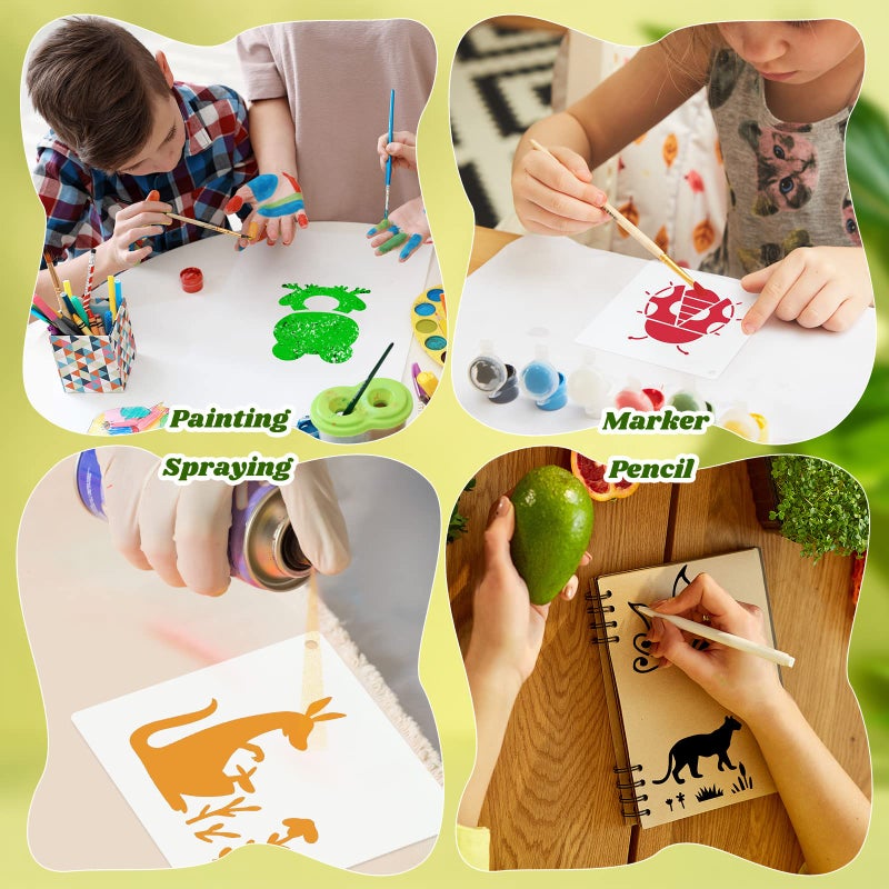 Fainne 100 Pcs 2 Inch Stencils Small Stencils for Painting on Wood Reusable Painting Templates Crafts for DIY Scrapbook, Wood, Wall, Fabric, Rock, Chalkboard, Sign(Animals) - Image 4