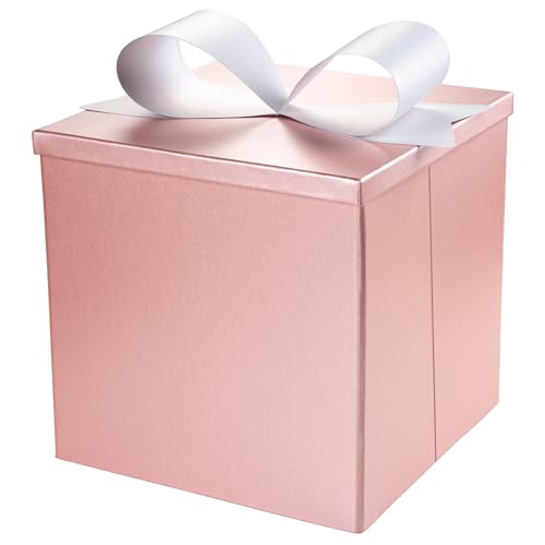 BIOBROWN Medium Gift Boxes with Lids for Presents, 9x9x9 Inches Pink Collapsible Gift Box for Valentine's Day, Birthday, Wedding, Baby Shower, Party, Any Occasion - Image 1