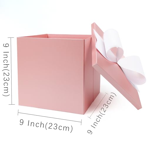 BIOBROWN Medium Gift Boxes with Lids for Presents, 9x9x9 Inches Pink Collapsible Gift Box for Valentine's Day, Birthday, Wedding, Baby Shower, Party, Any Occasion - Image 5