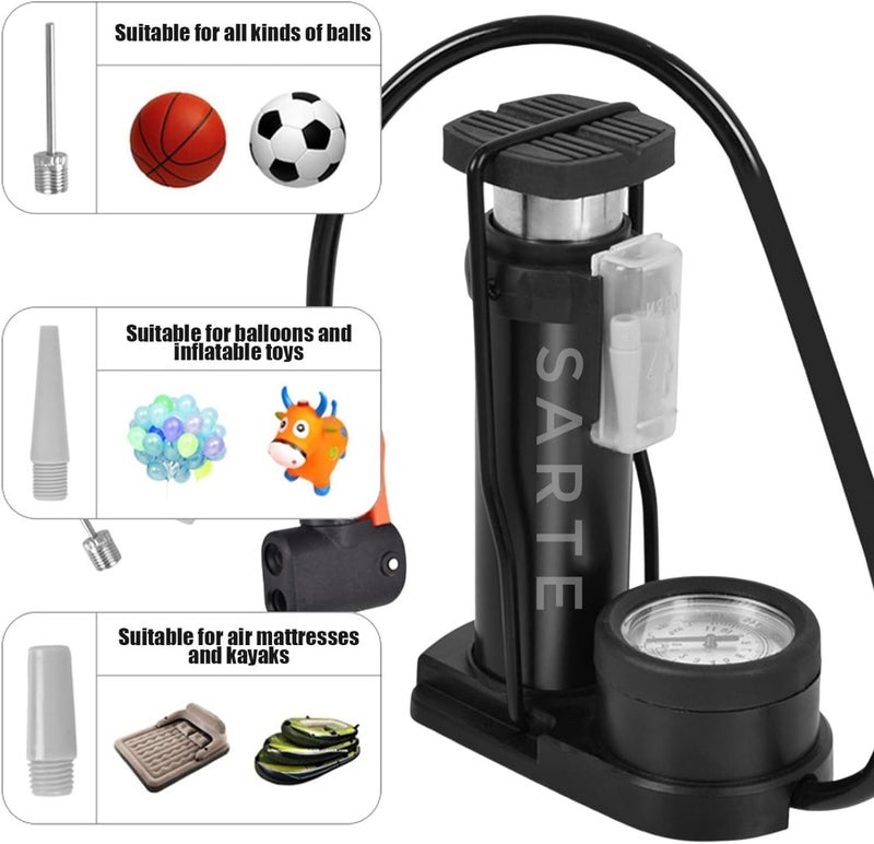 SARTE Foot Pump for Bike Car Tyre Inflator Pump Super Fast Air Pump for Cycle with Tyre Pressure Gauge Portable High Pressure Foot Air Pump Multipurpose Use As Balloon Air Pump Cycle, Football Pump - Image 4