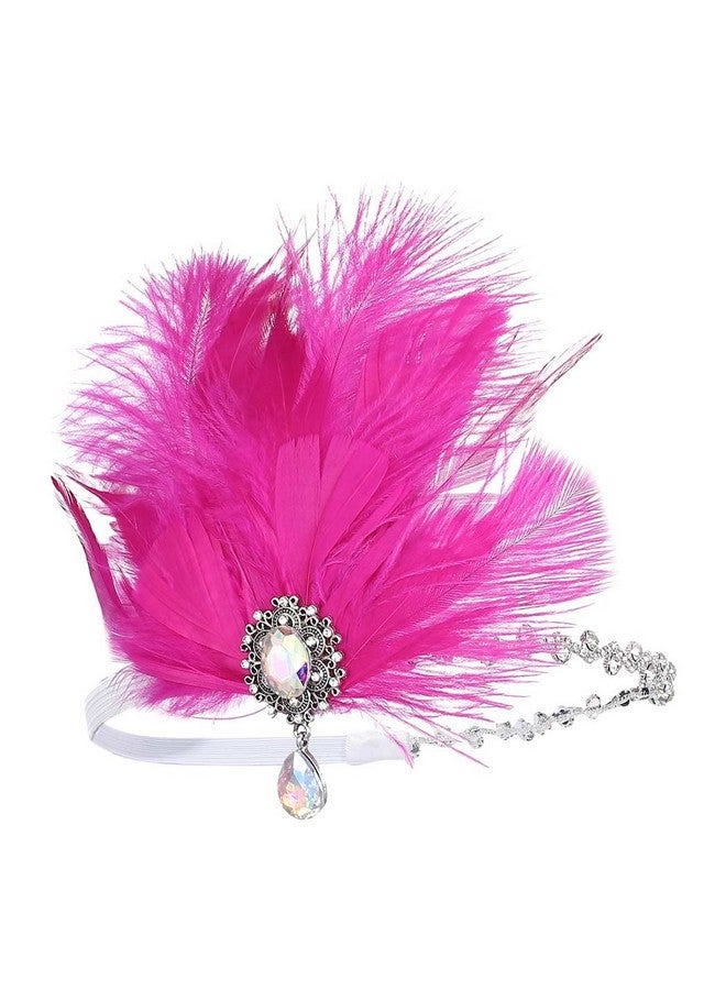 GENBREE Enbree 1920S Flapper Headpiece Rose Red Feather Headband Rhinestone Gatsby Headbands Prom Party Hair Accessories For Women  - Image 3