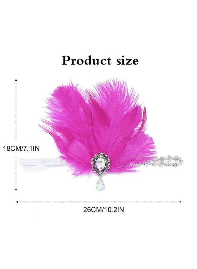 GENBREE Enbree 1920S Flapper Headpiece Rose Red Feather Headband Rhinestone Gatsby Headbands Prom Party Hair Accessories For Women  - Image 4