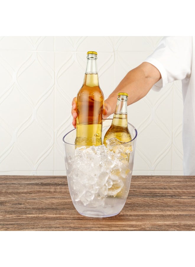 Restaurantware Bar Lux 9.3 x 7.5 x 7.8 Inch Champagne Buckets, 10 Round Wine Buckets - With Handle, Durable, Clear Plastic Wine Chiller Buckets, For Bottles And Soft Drinks  - Image 4
