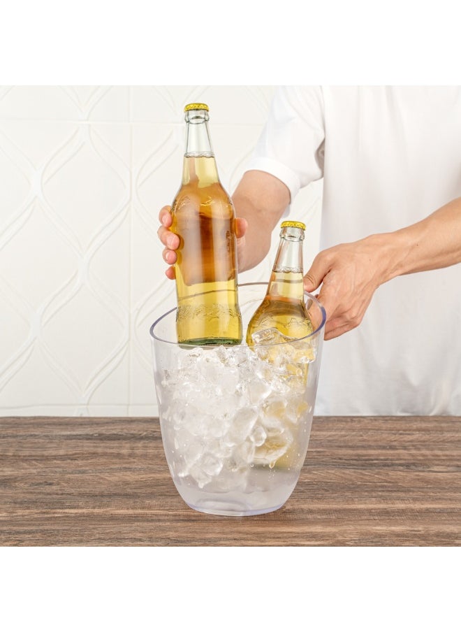 Restaurantware Bar Lux 9.3 x 7.5 x 7.8 Inch Champagne Buckets, 10 Round Wine Buckets - With Handle, Durable, Clear Plastic Wine Chiller Buckets, For Bottles And Soft Drinks  - Image 5