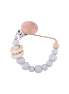 1 x 5 pcs Silicone Bead Teething Pacifier Clip for Babies Light gray