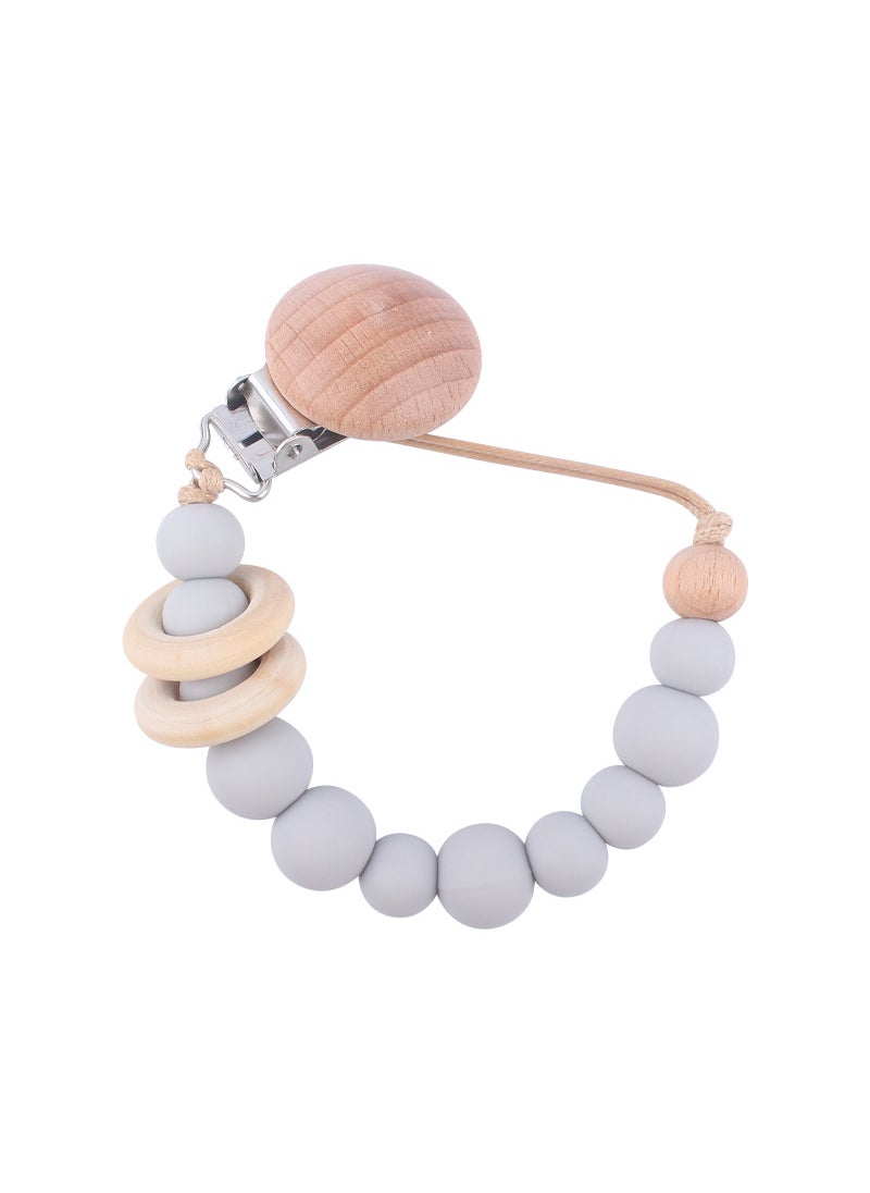 Generic - 1 x 5 pcs Silicone Bead Teething Pacifier Clip for Babies Light gray - Image 1