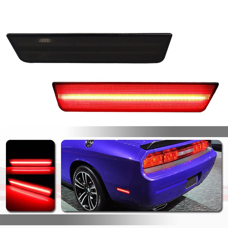 Tonsya Full Red Led Smoked Lamps kit Compatible With 20082014 Dodge Challenger for 20112014 Dodge Charger Replace OEM Rear Bumper Side Marker Lights