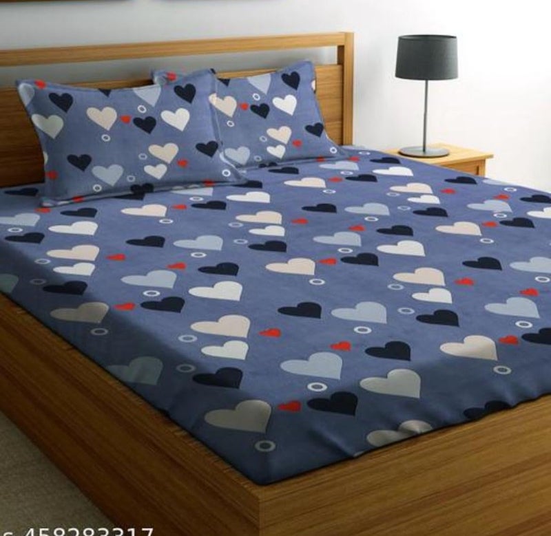 Syriddyaas Premium CottonMix Elastic Fitted Bedsheet with 2 Pillow Covers for Double Bed with All Around Elastic 275 TC Supersoft Size 72x78 Fit Upto 6 Inches Mattress Color Blue  - Image 1