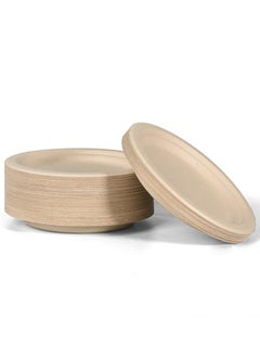 Generic Paper Plates, 100% Compostable Heavy Duty, Disposable 6 Inch, Small Dessert Plate - [50-Pack]- Eco-Friendly, Biodegradable Bagasse Natural Brown Small Plates  - Image 1