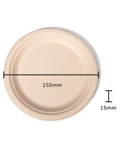 Generic Paper Plates, 100% Compostable Heavy Duty, Disposable 6 Inch, Small Dessert Plate - [50-Pack]- Eco-Friendly, Biodegradable Bagasse Natural Brown Small Plates  - Image 5