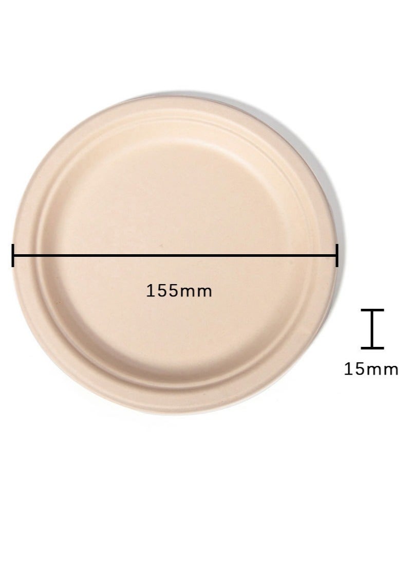 Paper Plates, 100% Compostable Heavy Duty, Disposable 6 Inch, Small Dessert Plate - [50-Pack]- Eco-Friendly, Biodegradable Bagasse Natural Brown Small Plates  - Image 5
