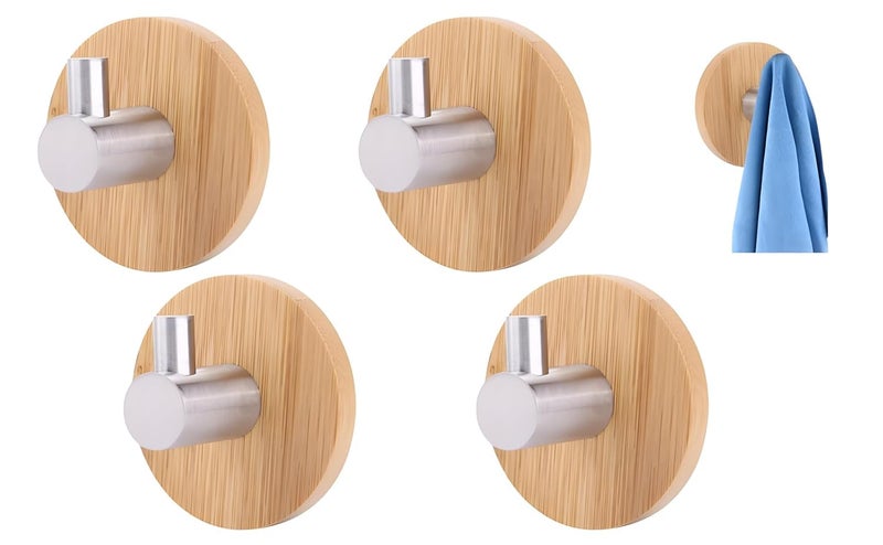 Boniry 4 PCS Wooden Wall Hanging Hook, Wall Heavy Duty Home Decor Items, Best Use for Bathroom Essential and Kitchen Accessories Items, Bath Towel Hook - Image 1