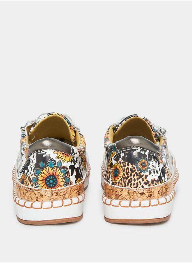 Styli - Multi Print Lace Up Casual Shoes - Image 1