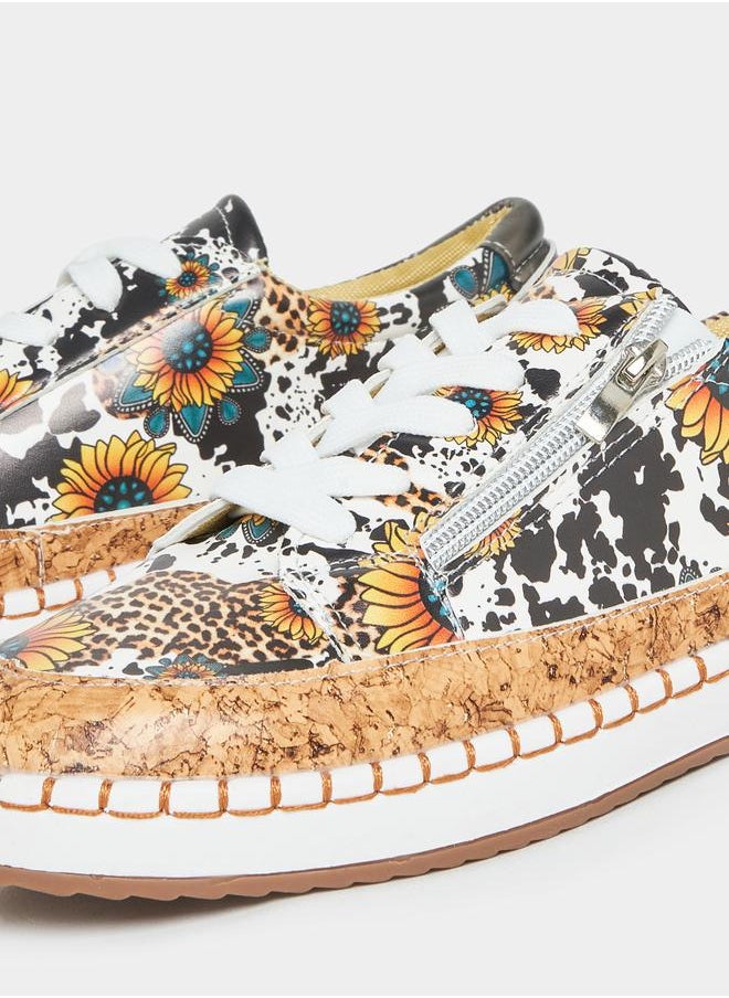 Styli - Multi Print Lace Up Casual Shoes - Image 1