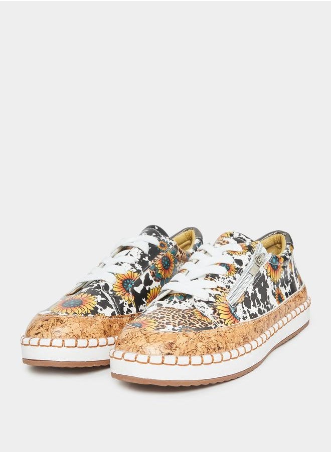Styli - Multi Print Lace Up Casual Shoes - Image 1