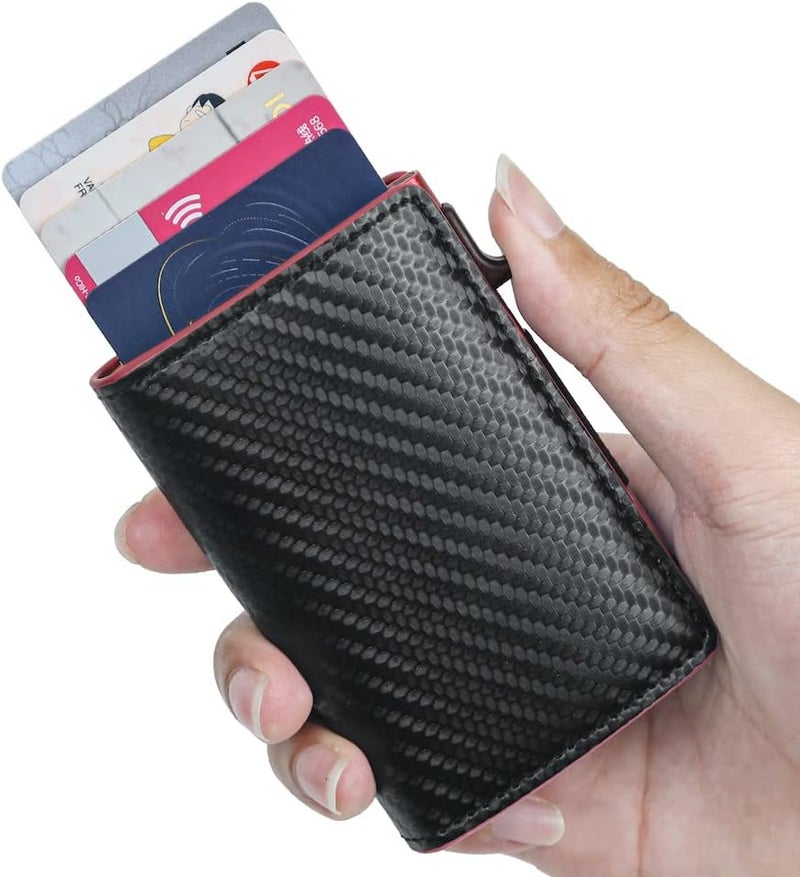 Fermido Slim Wallet for Air Tag| Genuine Leather RFID Credit Card Money Holder Automatic Pop up Mini Aluminum Wallet | Pocket-Sized and Slim Design Multipurpose Accessory for AirTag Case Cover for Men… - Image 4