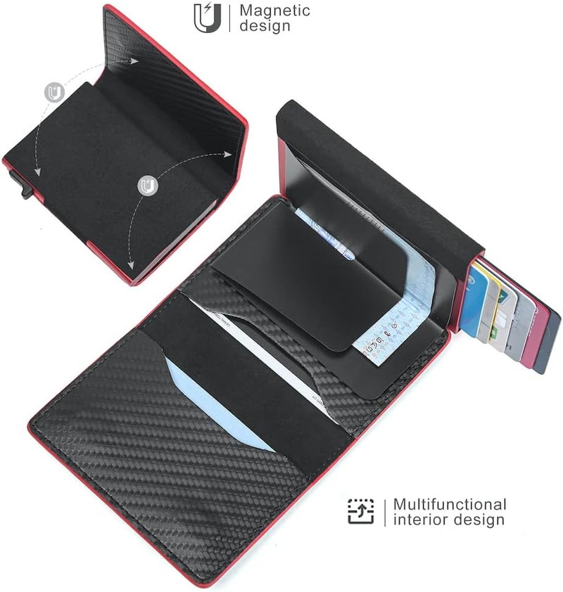 Fermido Slim Wallet for Air Tag| Genuine Leather RFID Credit Card Money Holder Automatic Pop up Mini Aluminum Wallet | Pocket-Sized and Slim Design Multipurpose Accessory for AirTag Case Cover for Men… - Image 3