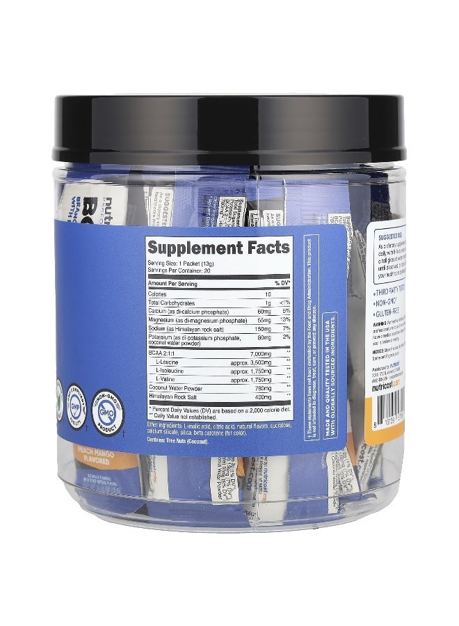 Nutricost, Performance, BCAA+, Peach Mango, 20 Packets, 0.5 oz (13 g) Each (Packaging may vary) - Image 2