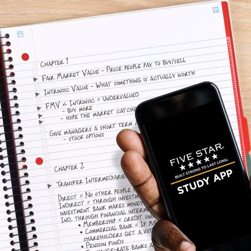 Five Star Advance Spiral Notebook + Study App, 5 Subject, College Ruled Paper, 8-1/2" x 11", 200 Sheets, Spiral Guard, Movable Tabbed Dividers, Fire Red (73146) - Image 3