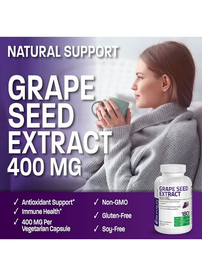 Bronson Grape Seed Extract 400 Mg Antioxidant & Immune Support Standardized Extract With 95% Proanthocyanidins Non Gmo 180 Vegetarian Capsules - Image 4