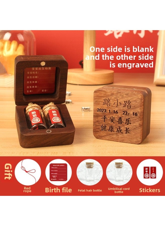 Umbilical Cord Collection Box Fetal Hair Souvenir Making Fetal Hair Preservation Bottle Baby Rabbit Navel Newborn Baby Storage-Specifications: Walnut Square Box -1 Blank-fetal Hair Bottle Umbilical Cord Bottle  - Image 1