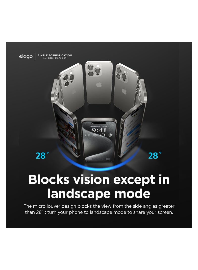 ELTRAZONE PRIVACY Tempered Glass for iPhone 15 PRO (2023) Screen Protector - [28degree 1 PACK] - Image 3