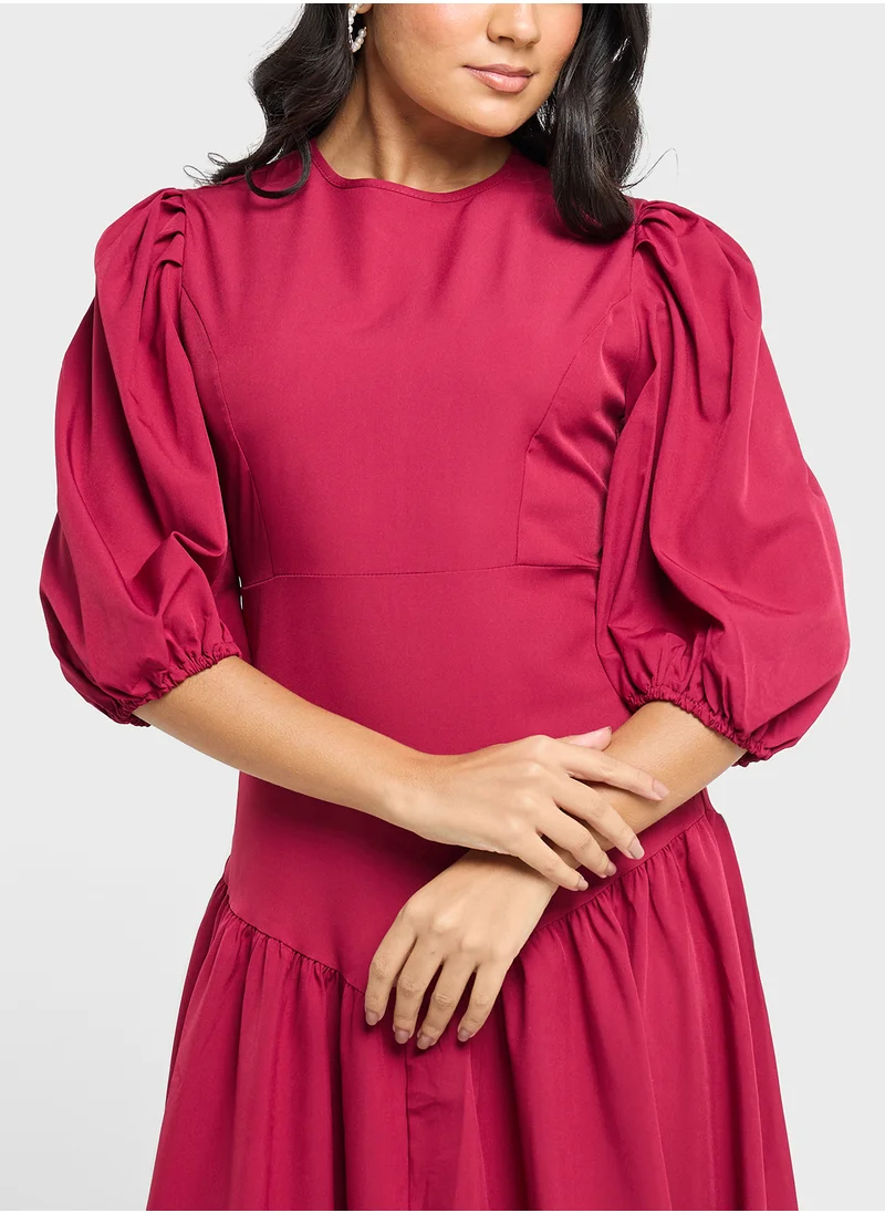 ايلا Puff Sleeve Dress With Princess Cut