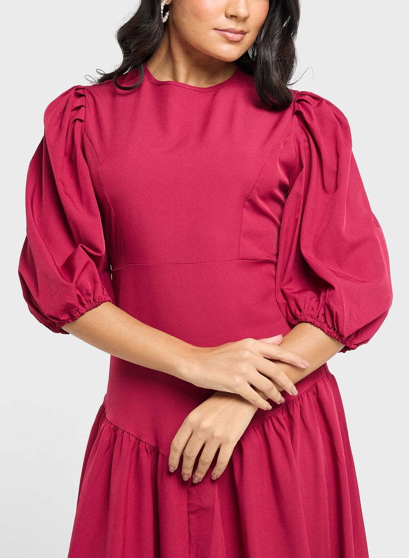 ELLA Crimson Midi Dress - Image 3