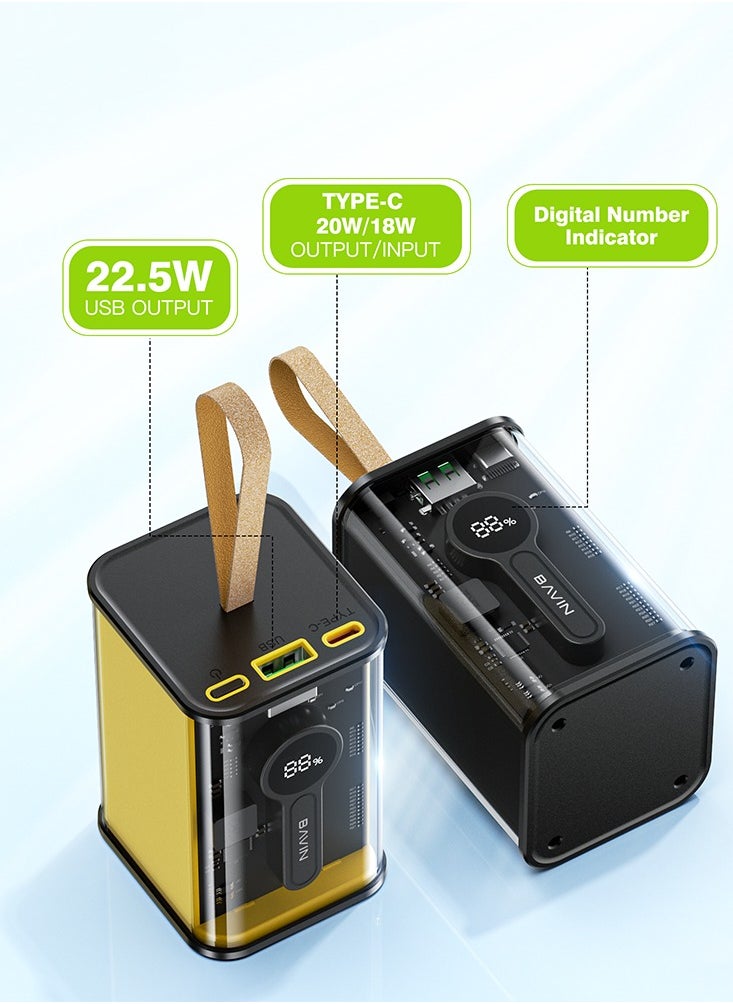 Bavin Power Bank, 20000 mAh Fast Charging Portable, 22.5W Powerbank with USB C Input & Output Battery Pack PD 3.0 QC 4.0 Compatible with iPhone 15 14 13 12 11 Pro Max Samsung S24 S23 S22 S21 iPad etc