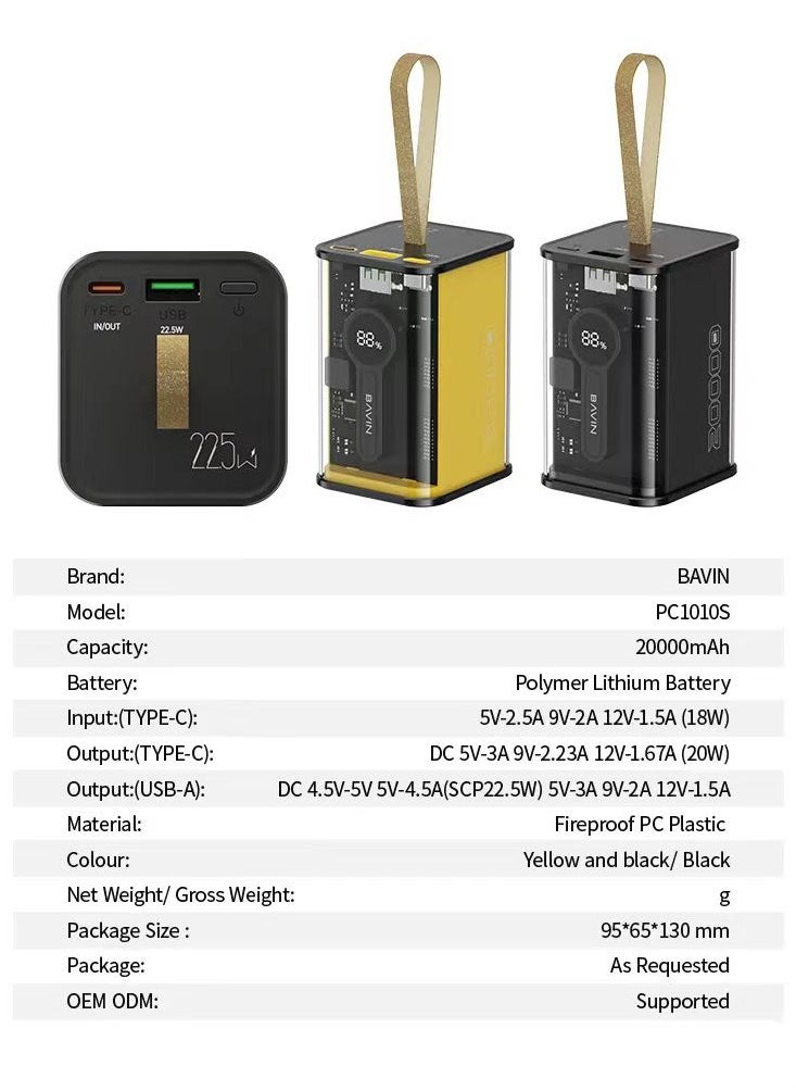 Bavin Power Bank, 20000 mAh Fast Charging Portable, 22.5W Powerbank with USB C Input & Output Battery Pack PD 3.0 QC 4.0 Compatible with iPhone 15 14 13 12 11 Pro Max Samsung S24 S23 S22 S21 iPad etc
