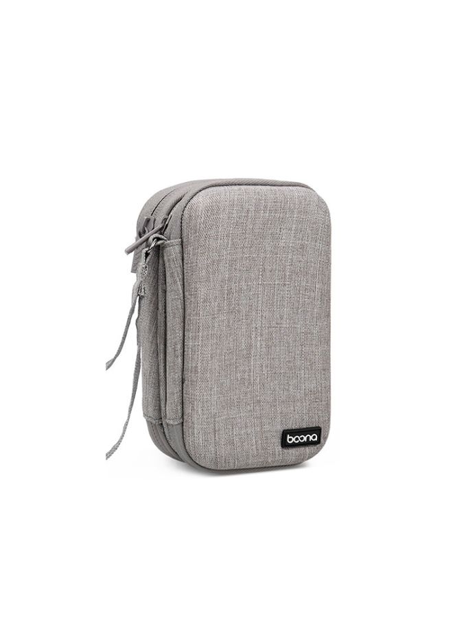 BURAQ Baona BN-F027 Double-Layer Mobile Hard Disk Storage Bag EVA Hard Shell Hard Disk Protective Cover(Gray)  - Image 1