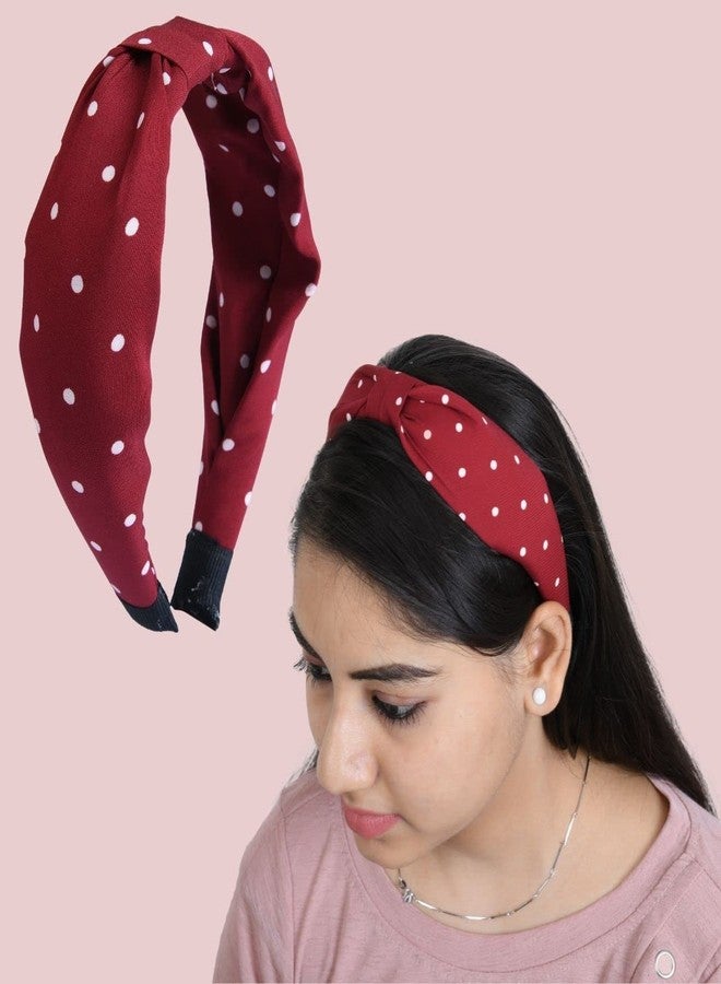 Nnr Polka Dots Flat Knot Hair Band For Girls And Women, Headband For Girls - Pack Of 3 Pcs-Multicolor - Image 4