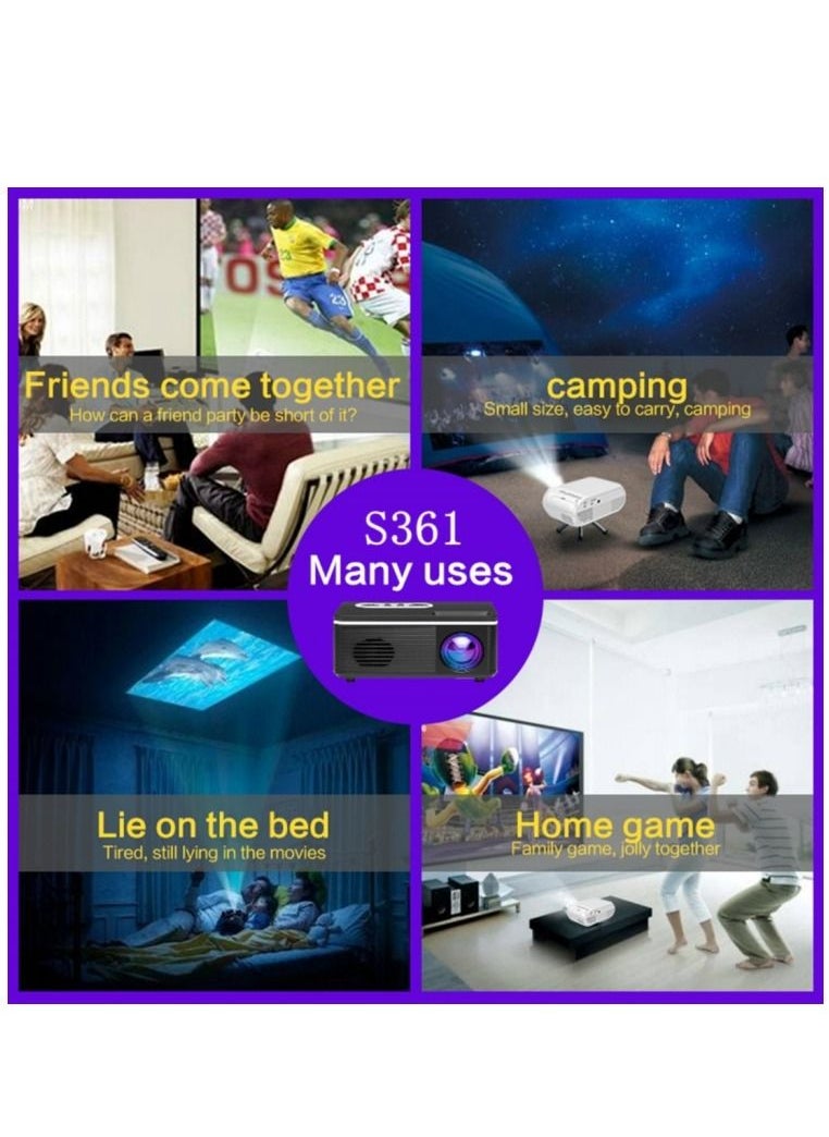 VEIDADZ - S361 Portable Mini LED Projector 320x240 600Lumens Projector Home Media Player Built-in Speaker - Image 1