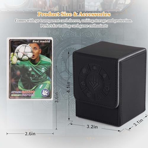 Arkeiliy Card Deck Box, 110+ Storage MTG Deck Box with 50 Pcs Card Sleeve, Collectible Trading Card Cases for Magic Commander and More (Black) - Image 5