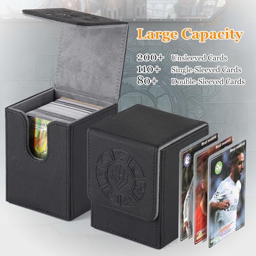 Arkeiliy Card Deck Box, 110+ Storage MTG Deck Box with 50 Pcs Card Sleeve, Collectible Trading Card Cases for Magic Commander and More (Black) - Image 2