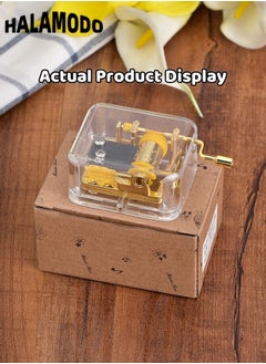 HALAMODO Music Box Acrylic Clear Hand Crank Music Boxes Can't Help Falling in Love Case Mini Vintage Musical Boxes as Thanksgiving New Year Gifts for Lover Boyfriend Girlfriend Husband Wife  - Image 2