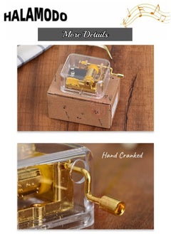 HALAMODO Music Box Acrylic Clear Hand Crank Music Boxes Can't Help Falling in Love Case Mini Vintage Musical Boxes as Thanksgiving New Year Gifts for Lover Boyfriend Girlfriend Husband Wife  - Image 4
