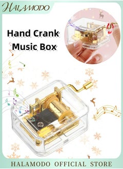 HALAMODO Music Box Acrylic Clear Hand Crank Music Boxes Can't Help Falling in Love Case Mini Vintage Musical Boxes as Thanksgiving New Year Gifts for Lover Boyfriend Girlfriend Husband Wife  - Image 1