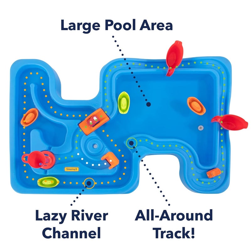 SIMPLAY3 " Big River and Roads Water Play Table, Outdoor Activity Table with Track Toys for Toddlers and Kids, 9 Accessories Included, Made in USA" - Image 4