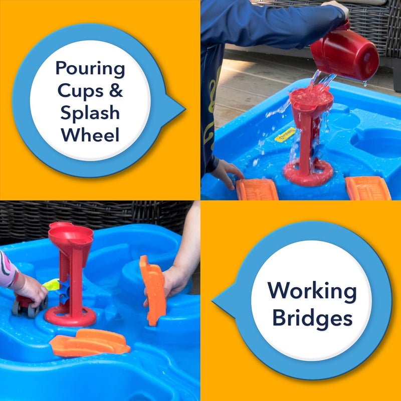 SIMPLAY3 " Big River and Roads Water Play Table, Outdoor Activity Table with Track Toys for Toddlers and Kids, 9 Accessories Included, Made in USA" - Image 3