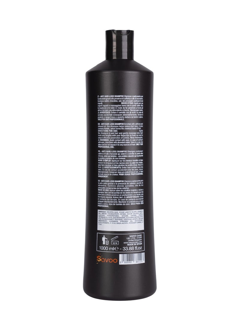 SAVOO Hair Loss Shampoo 1000ml | With Keratin, Caffeine, Almond Oil & Vitamins B5 B6 E | Strengthens Follicles, Reduces Breakage & Stimulates Hair Growth | Anti Hair Fall Formula - Image 2