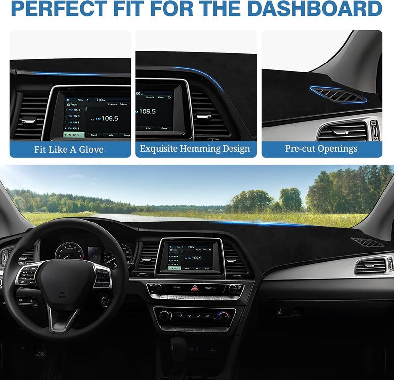 FIILINES Dashboard Cover Custom Fit for Hyundai Sonata 2015 2016 2017 2018 2019 Sonata Accessories Suede Dash Cover Mat Sunshade Anti-Slip Pad Carpet Protector - Image 4