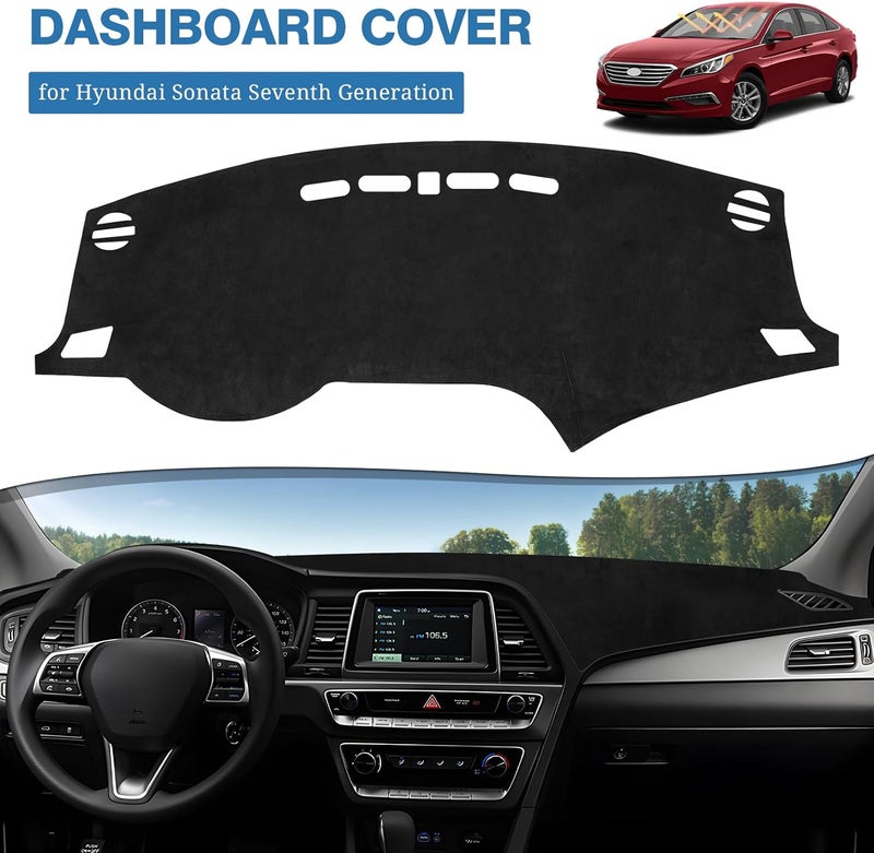 FIILINES Dashboard Cover Custom Fit for Hyundai Sonata 2015 2016 2017 2018 2019 Sonata Accessories Suede Dash Cover Mat Sunshade Anti-Slip Pad Carpet Protector - Image 2